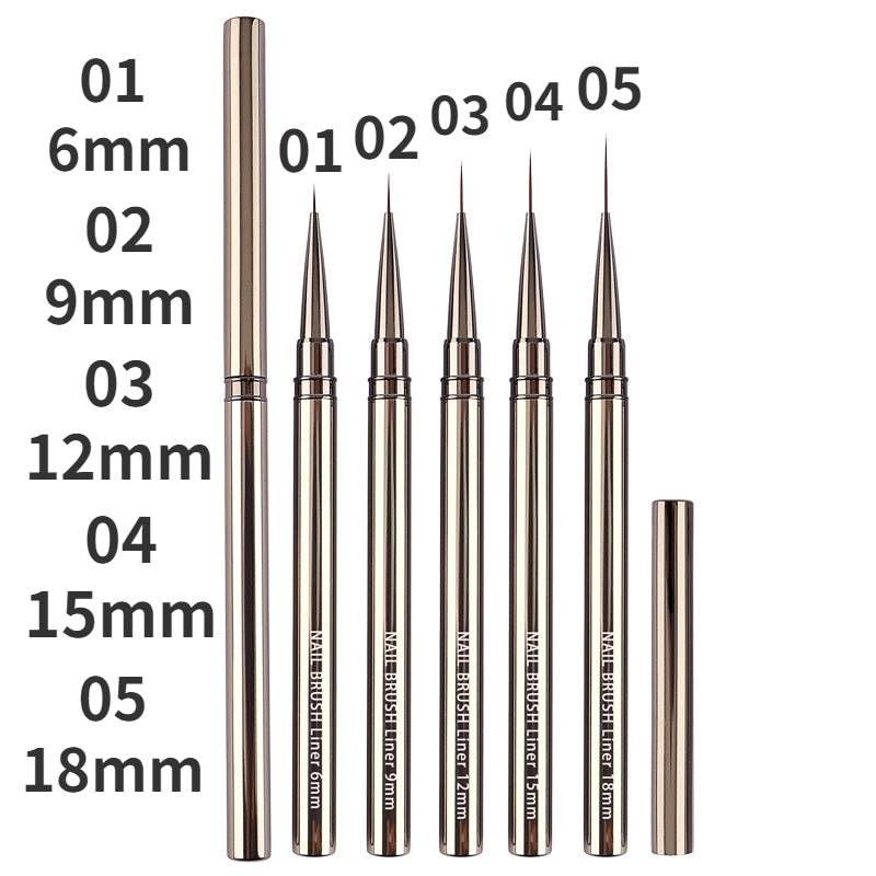 Nail Art Liner Brushes – Striping & Drawing Pens for Elongated Lines, 6–25mm Professional Manicure Design Tools