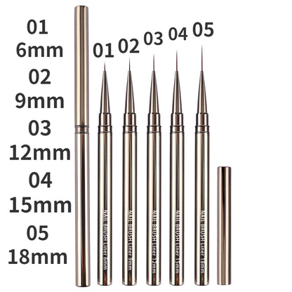 Nail Art Liner Brushes – Striping & Drawing Pens for Elongated Lines, 6–25mm Professional Manicure Design Tools
