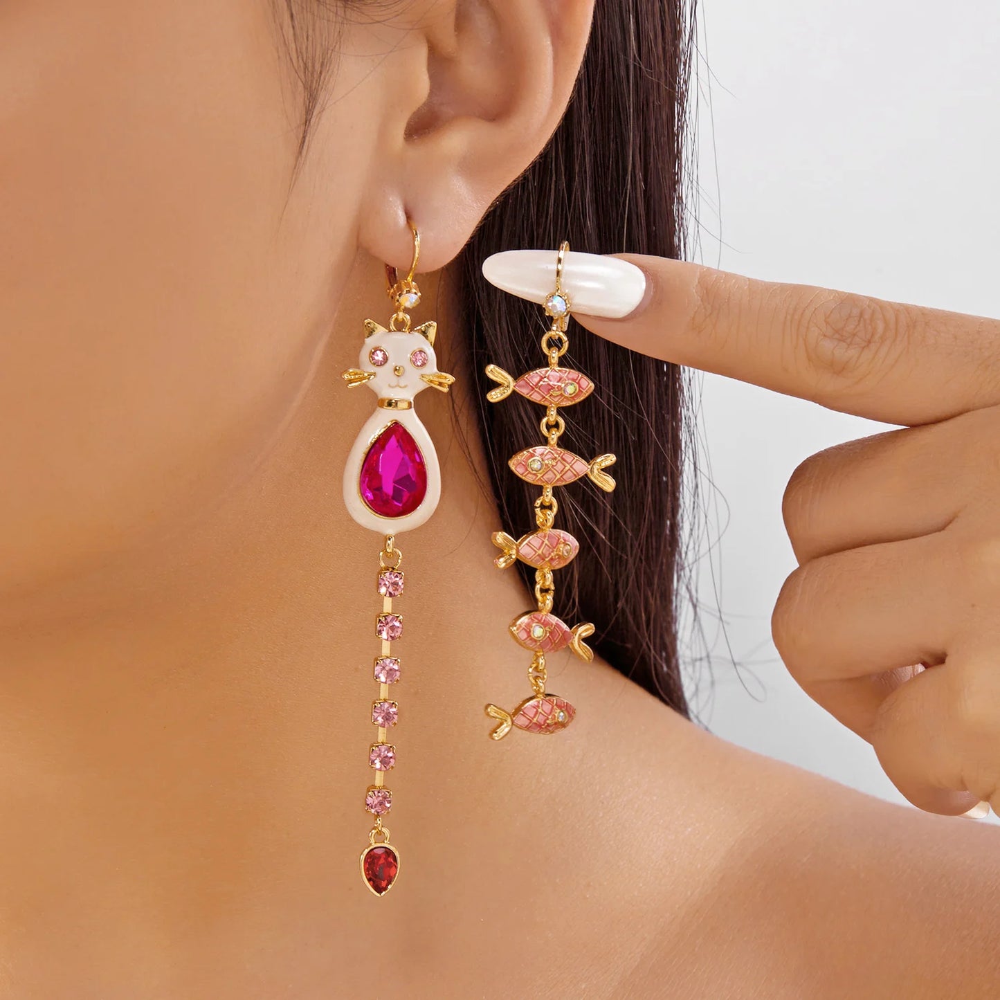 Pearl Moon Asymmetric Earrings - Butterfly Flower Zircon Drop Jewelry for Women Weddings