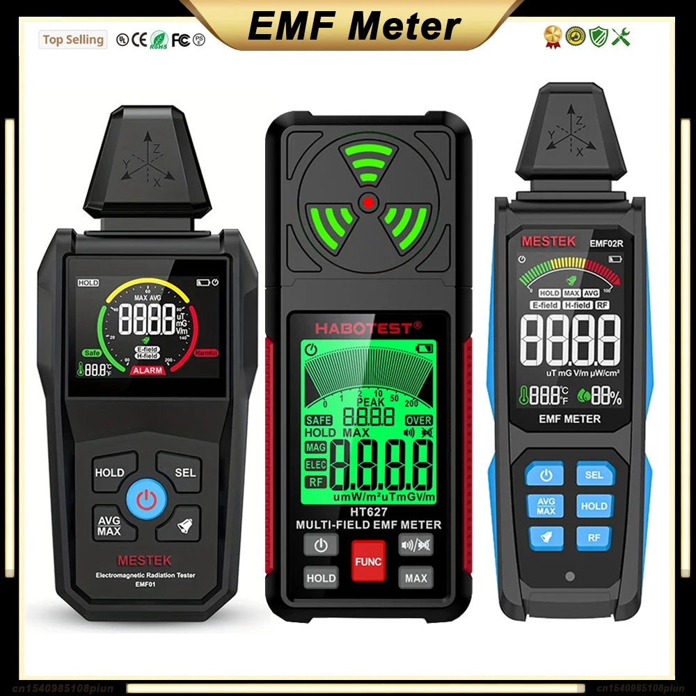 Professional EMF Meter Electromagnetic Field Detector - Portable Radiation Tester with Alarm for Home, Office & Ghost Hunting