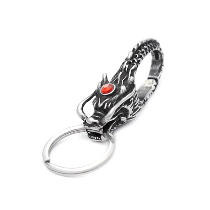 Vintage Punk Stainless Steel Animal Keychain – Dragon Head Fashion Keyring for Men & Women, Waist Belt Clip Jewelry Gift