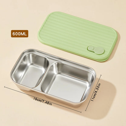 WORTHBUY 304 Stainless Steel Lunch Box with Lid — Portable Leak-Proof Stackable Bento Box for Fruit, Salad, and Food Storage, Ideal for Students