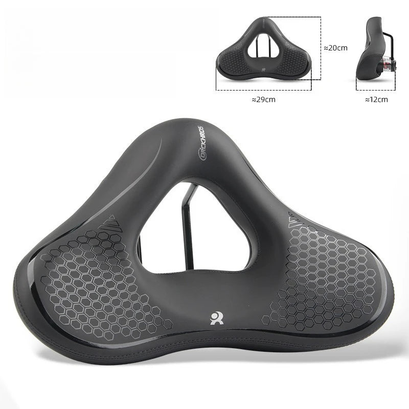 Bicycle Saddle Cushion - Wide Thick Shock-Absorbing Comfortable Seat for MTB, Touring & E-Bikes