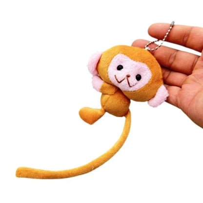 Long Tailed Monkey Plush Keychain - Cute Cartoon DIY Doll Pendant Backpack Accessory Gift for Kids & Girls