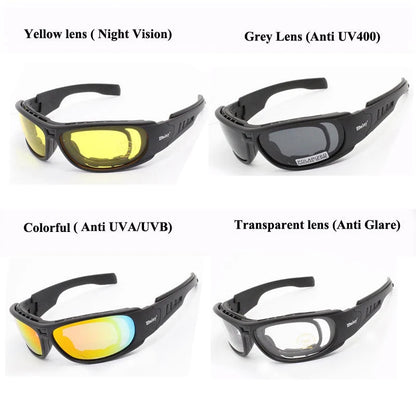 Daisy C6 Polarized Tactical Glasses - Military-Grade, Bullet-Proof 4 Lens Kit for Motorcycle Riding, Hunting and Shooting
