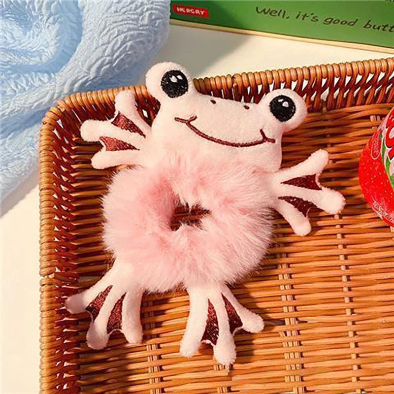Cute Plush Animal Hair Bands | Frog, Panda & Cat Elastic Hair Ties for Women & Girls