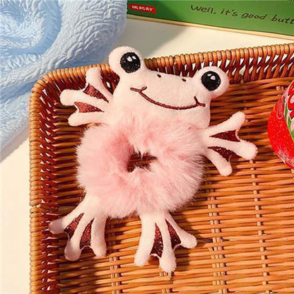 Cute Plush Animal Hair Bands | Frog, Panda & Cat Elastic Hair Ties for Women & Girls