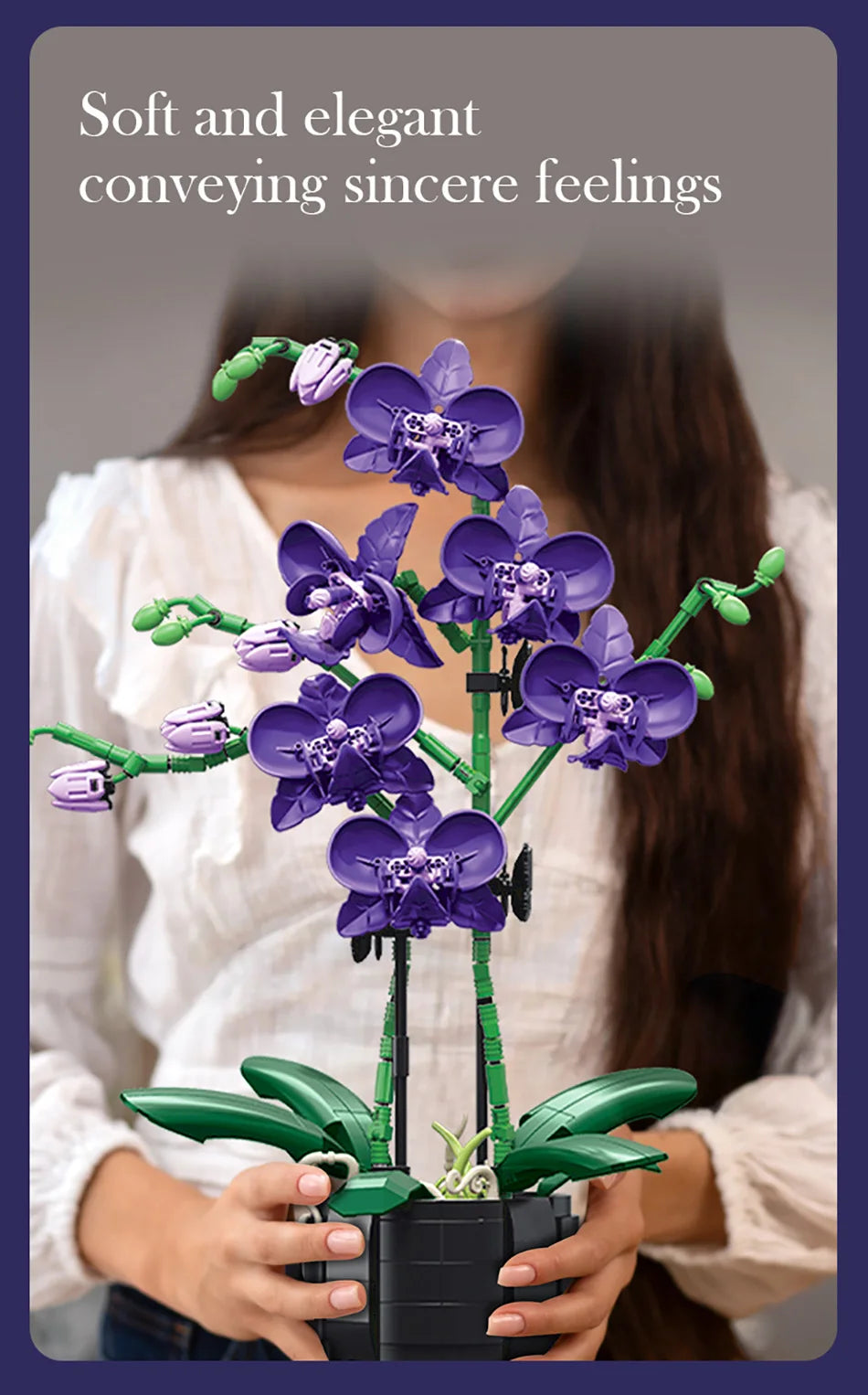 Orchid Cymbidium Building Blocks Set – DIY Potted Phalaenopsis Flower Simulation Toy for Valentine’s Gift