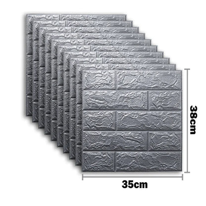 10pcs 3D Foam Wall Stickers – Self-Adhesive Waterproof Peel-and-Stick Brick Wallpaper for Interior Decoration