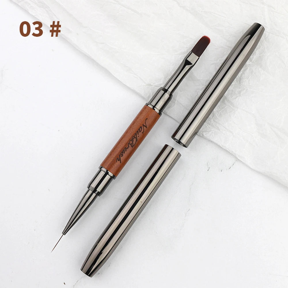 Double-End Nail Pen Brush – Glue & UV Gel Liner Brush, Dual-End Acrylic Nail Art Painting Manicure Tool