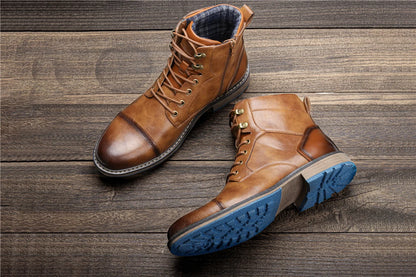 2023 Retro Men’s Leather Boots – Comfortable Spring Fashion Boots, Size 7-13
