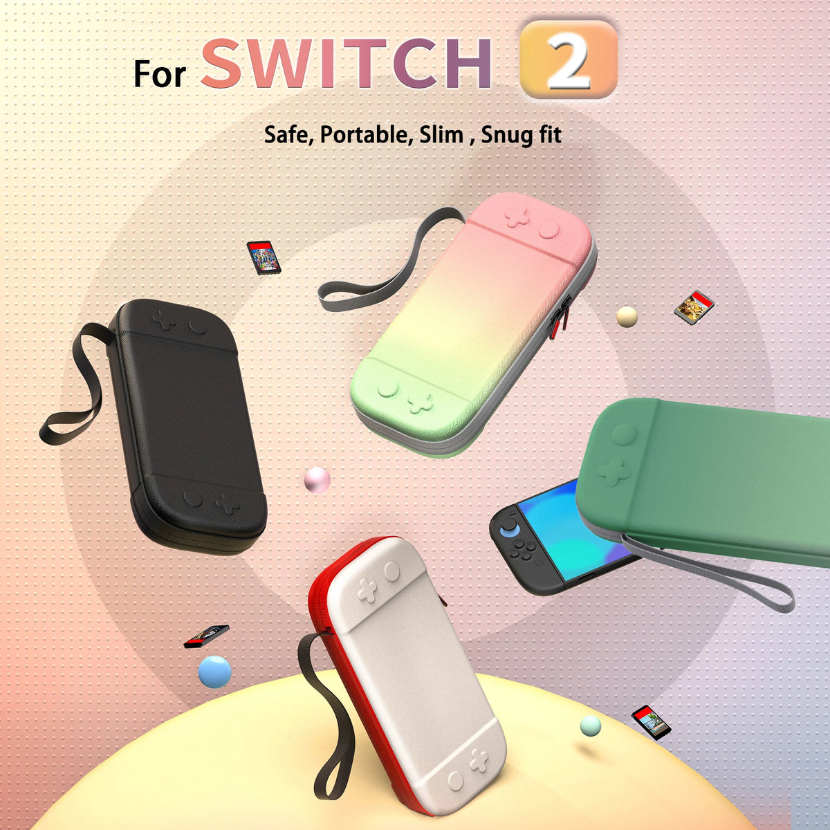 EAV Nylon Hard Shell Case for Nintendo Switch 2 - Portable Waterproof Storage Bag with Card Slot, Anti-Drop Protection