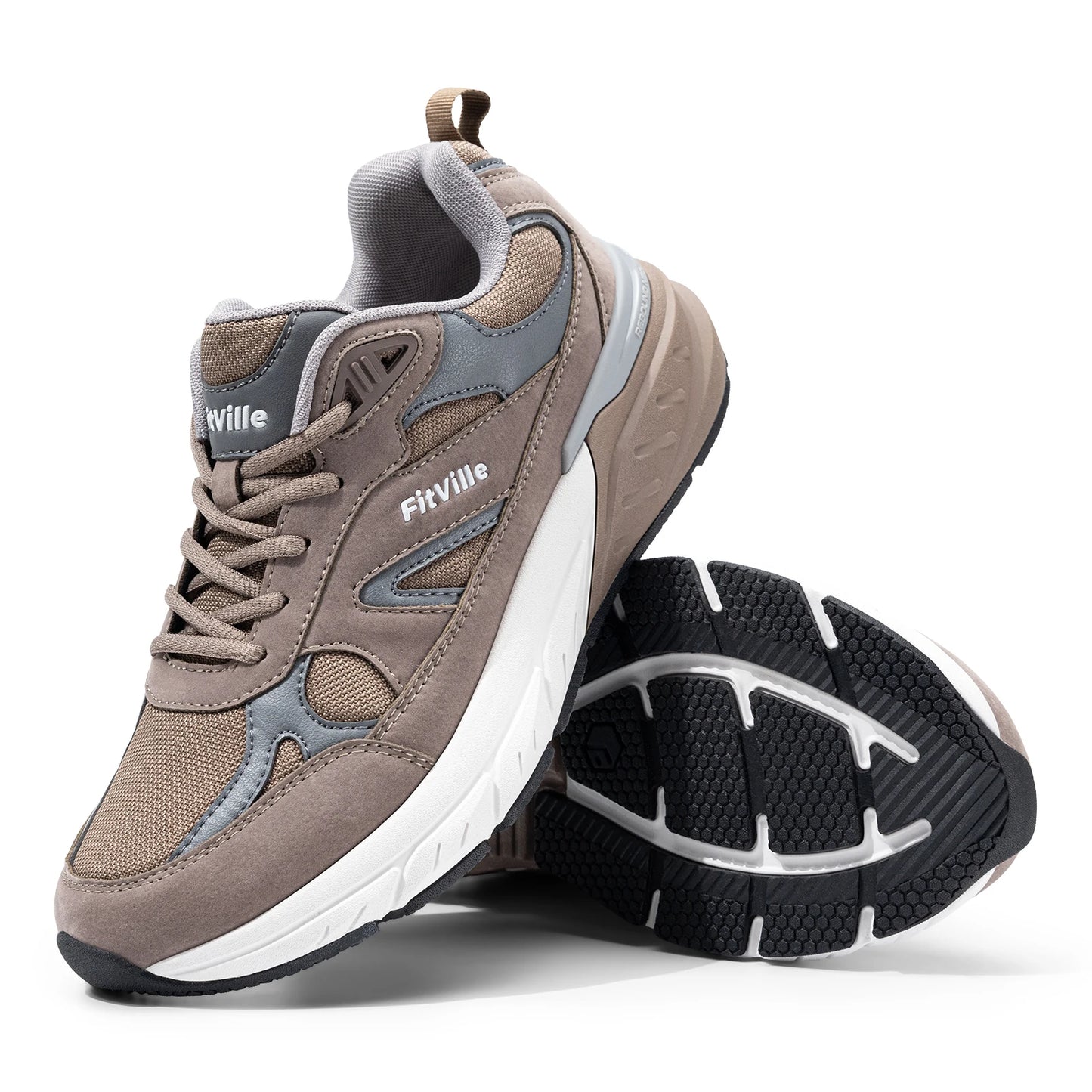 FitVille Wide Width Men’s Walking Shoes – Arch Support Sneakers for Flat Feet, Heel Pain & Plantar Fasciitis Relief