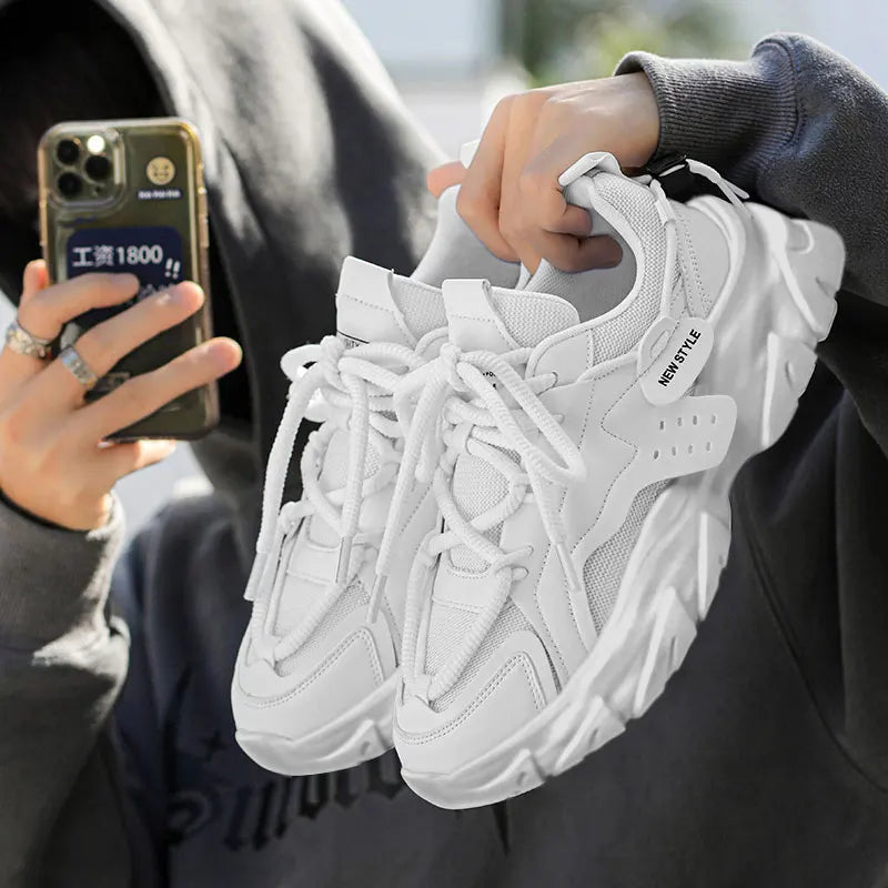 Men's Breathable Casual Sneakers - Thick Soled Soft Soles Tennis Shoes for Outdoor Running & Comfort