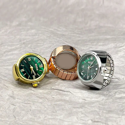 Kiss Jewelry Digital Quartz Finger Watch Ring – Mini Elastic Punk Style Clock Ring for Women, Men & Couple Teens Accessory