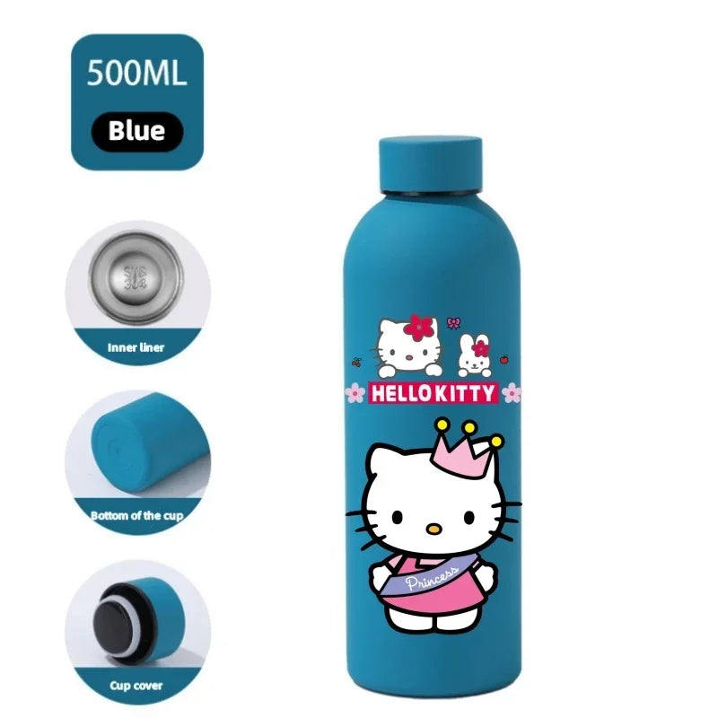 Sanrio Hello Kitty Insulated Sport Bottle — Double-Layer Stainless Steel Vacuum Cup, Small Mouth Coffee Bottle, Angel Color Frosted Finish