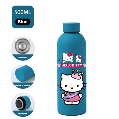 Sanrio Hello Kitty Insulated Sport Bottle — Double-Layer Stainless Steel Vacuum Cup, Small Mouth Coffee Bottle, Angel Color Frosted Finish