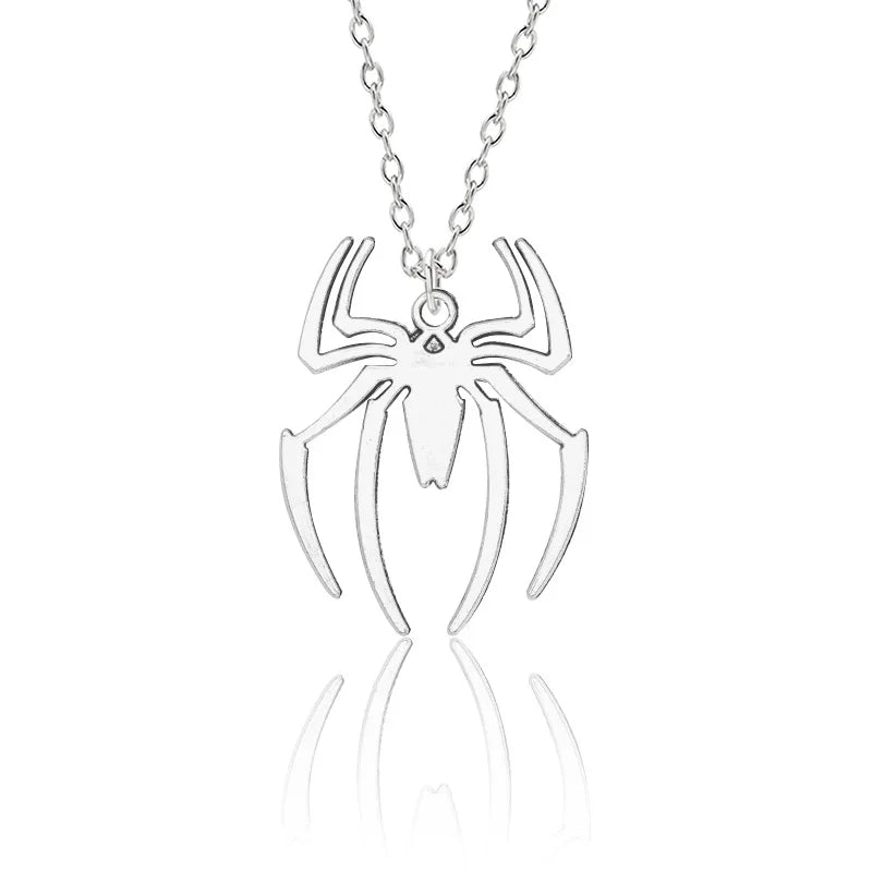 Kpop Fashion Spider Pendant Necklace – Silver Cross Chain for Men, Gothic Streetwear Couple Gift