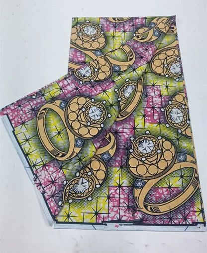 African Wax Print Fabric 6 Yards - Ghana Kente Design Ankara Kitenge Pagne