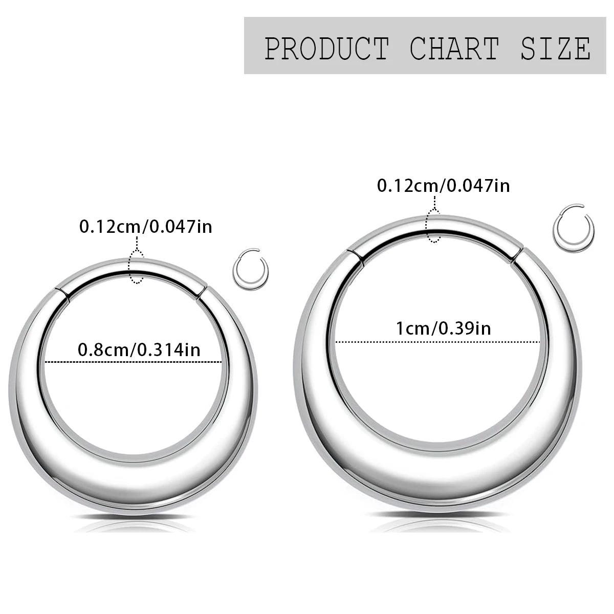316L Stainless Steel Hoop Nose Ring – Water Drop Hinge Clicker Septum & Cartilage Earring for Women & Men Piercings