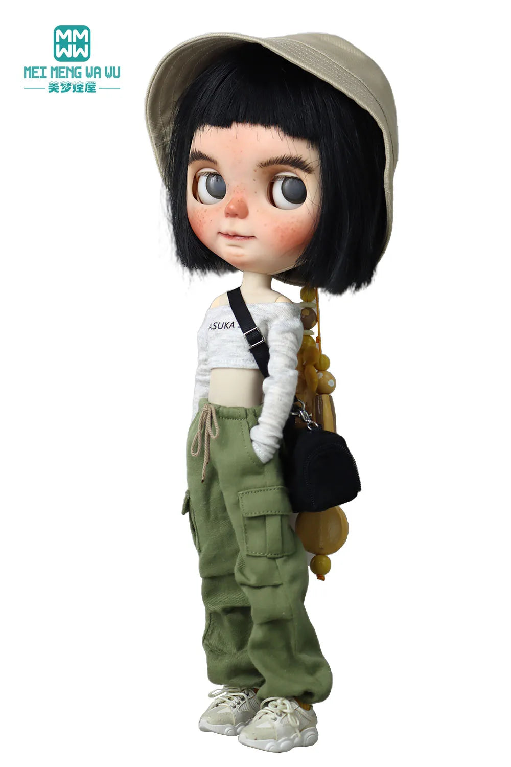 Blythe & Azone OB22/OB24 Doll Clothes — Fashion Jeans Overalls in Khaki, Army Green, Denim Blue, Pink & Black