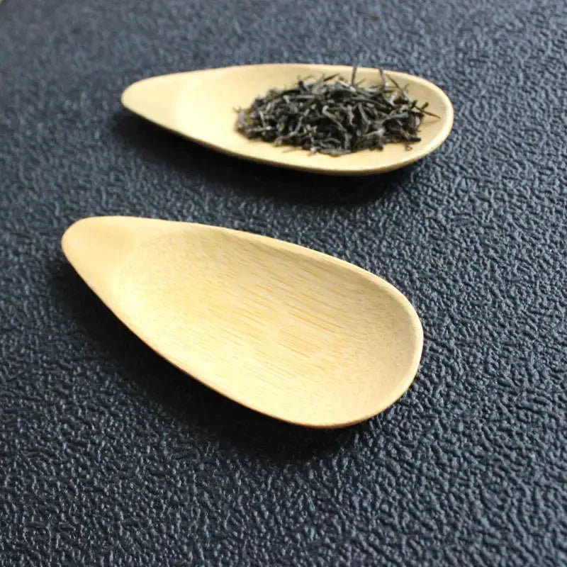 1–3PCS Bamboo Tea Scoops – Kung Fu Tea Spoons & Shovel Saucers, Black/Green Tableware for Kitchen, Afternoon Tea, Gift for Friends