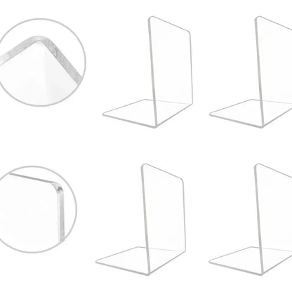 Transparent Acrylic Bookends – Decorative Desktop Storage Rack, Book Holder Organizer for School and Office