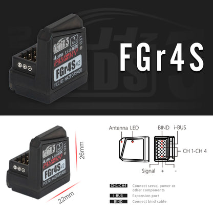 Flysky FGR4S V2 Receiver – AFHDS Single-Antenna, Bidirectional PWM/PPM/IBUS Output for Flysky NB4 & PL18 RC Transmitter