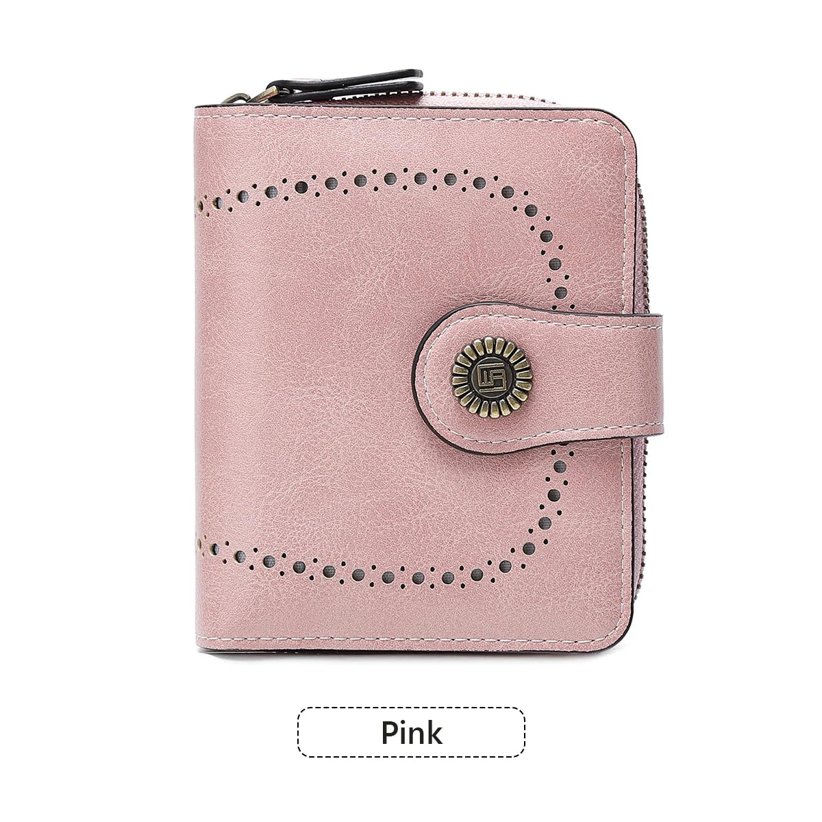 Retro Hollow-Out Short Purse for Women – Multi-Card Zipper Wallet, European & American Fashion Design