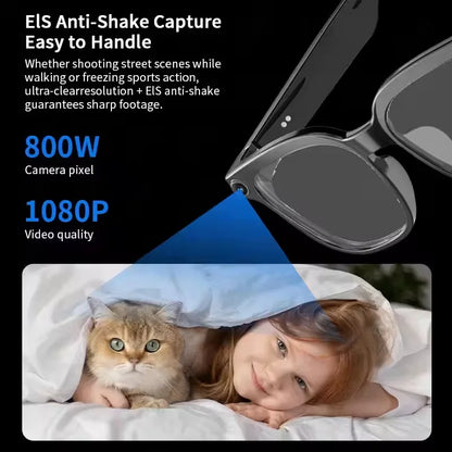 AI Smart Glasses - 800W Camera Video Recording, Photo & Translation Glasses with 32GB Storage and Waterproof Design
