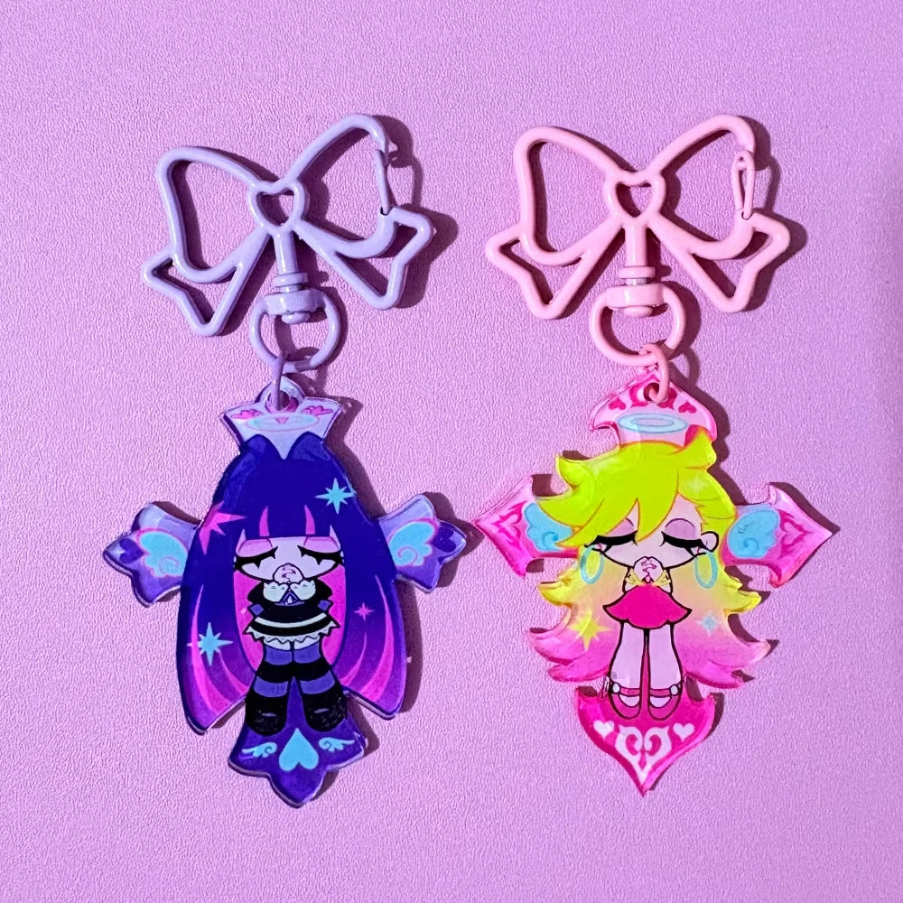Panty & Stocking Anime Keychain - Kawaii Acrylic Figure Pendant Gift