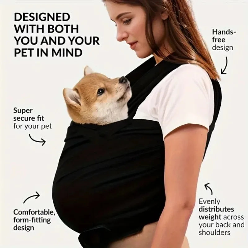 Small Pet Carrier Sling - Adjustable Breathable Front Facing Dog & Cat Bag for Hands-Free Travel