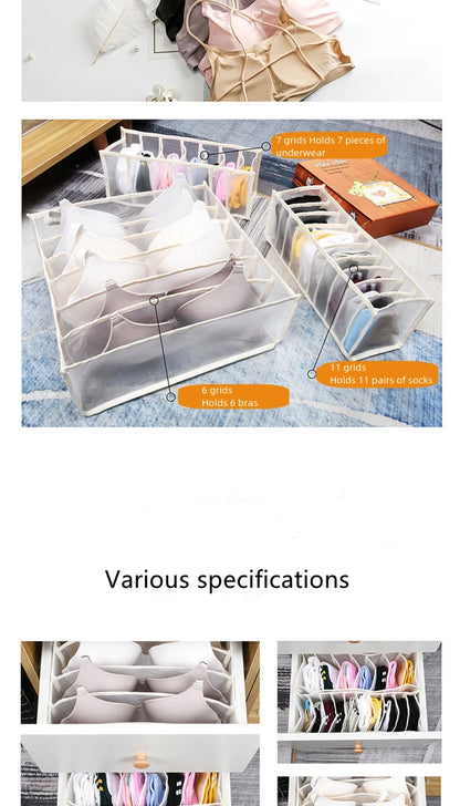 Underwear & Socks Organizer Box – Drawer Dividers for Bras, Pants, Scarves, Ties, Jeans, and Clothing Storage