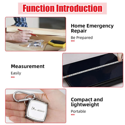 Retractable Ruler Key Ring | Small Steel Tape Measure Construction Tools | Portable Measuring Instruments