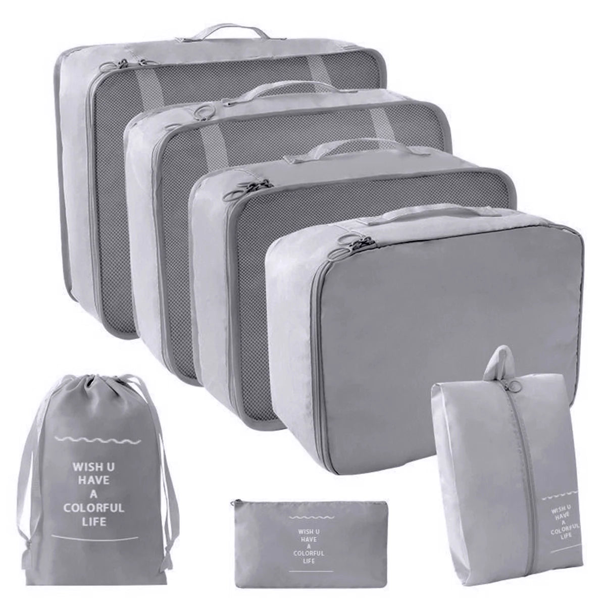 7-Pcs Travel Organizer Packing Cubes Set – Portable Luggage Storage Bags for Clothes, Shoes & Accessories