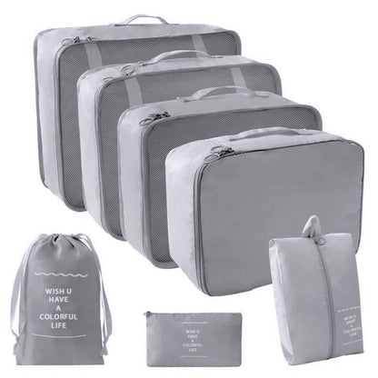 7-Pcs Travel Organizer Packing Cubes Set – Portable Luggage Storage Bags for Clothes, Shoes & Accessories