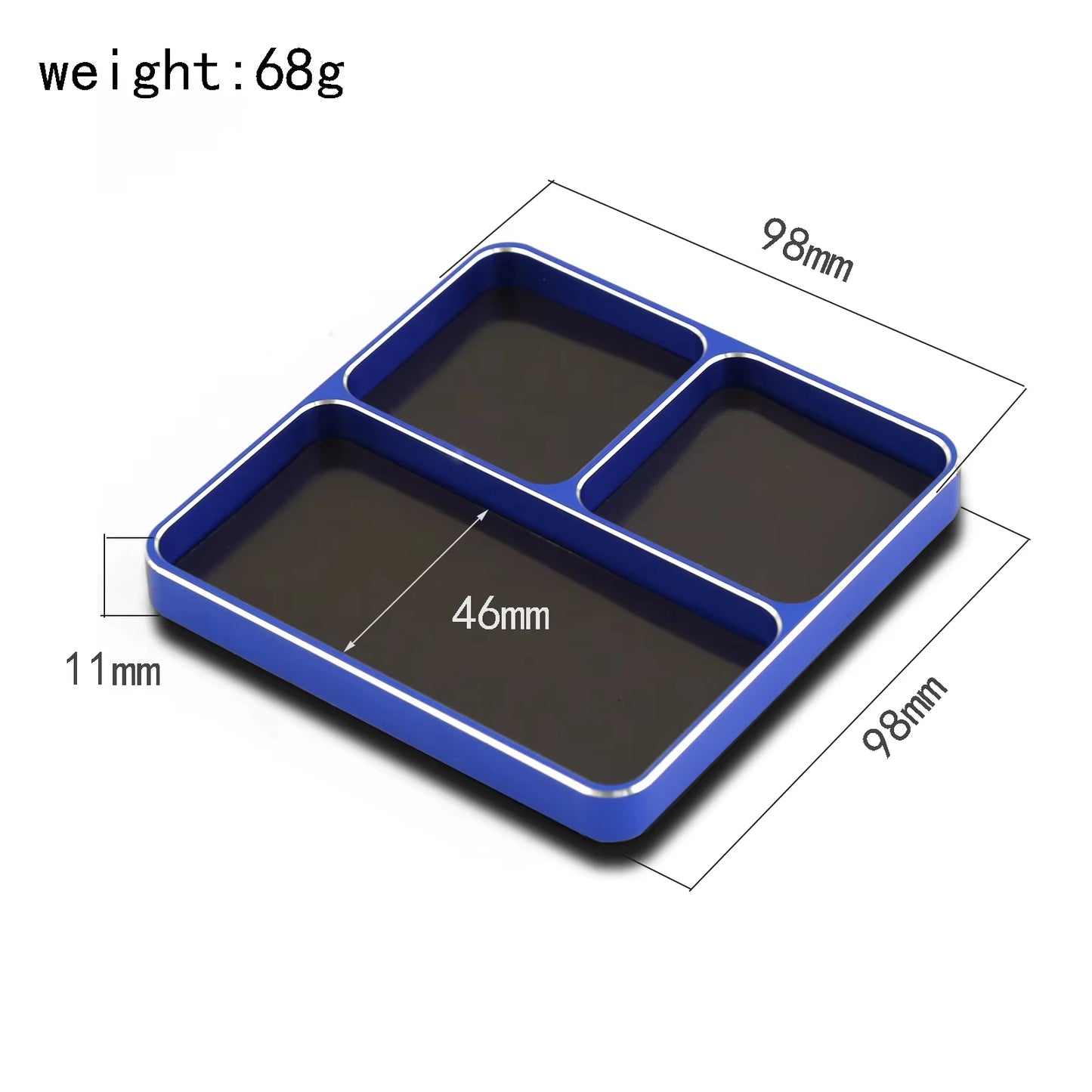 CNC Aluminum Magnetic Screw Tray 98×98×11mm – Nut, Bolt & Gasket Storage Organizer for RC Car, Boat & Airplane Models