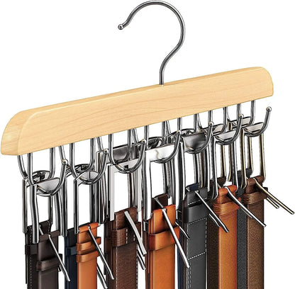 Wooden Belt and Scarf Rack Organizer – Wardrobe Hanger for Belts, Ties, and Accessories, Men’s and Women’s Clothing Storage   2/2