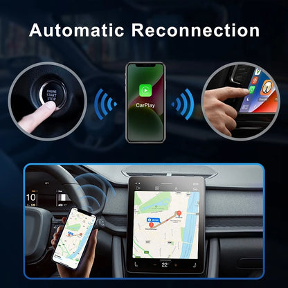 2024 Mini Apple CarPlay Wireless Adapter - Bluetooth WiFi Dongle for Fast Connect, Plug and Play for OEM Wired CarPlay