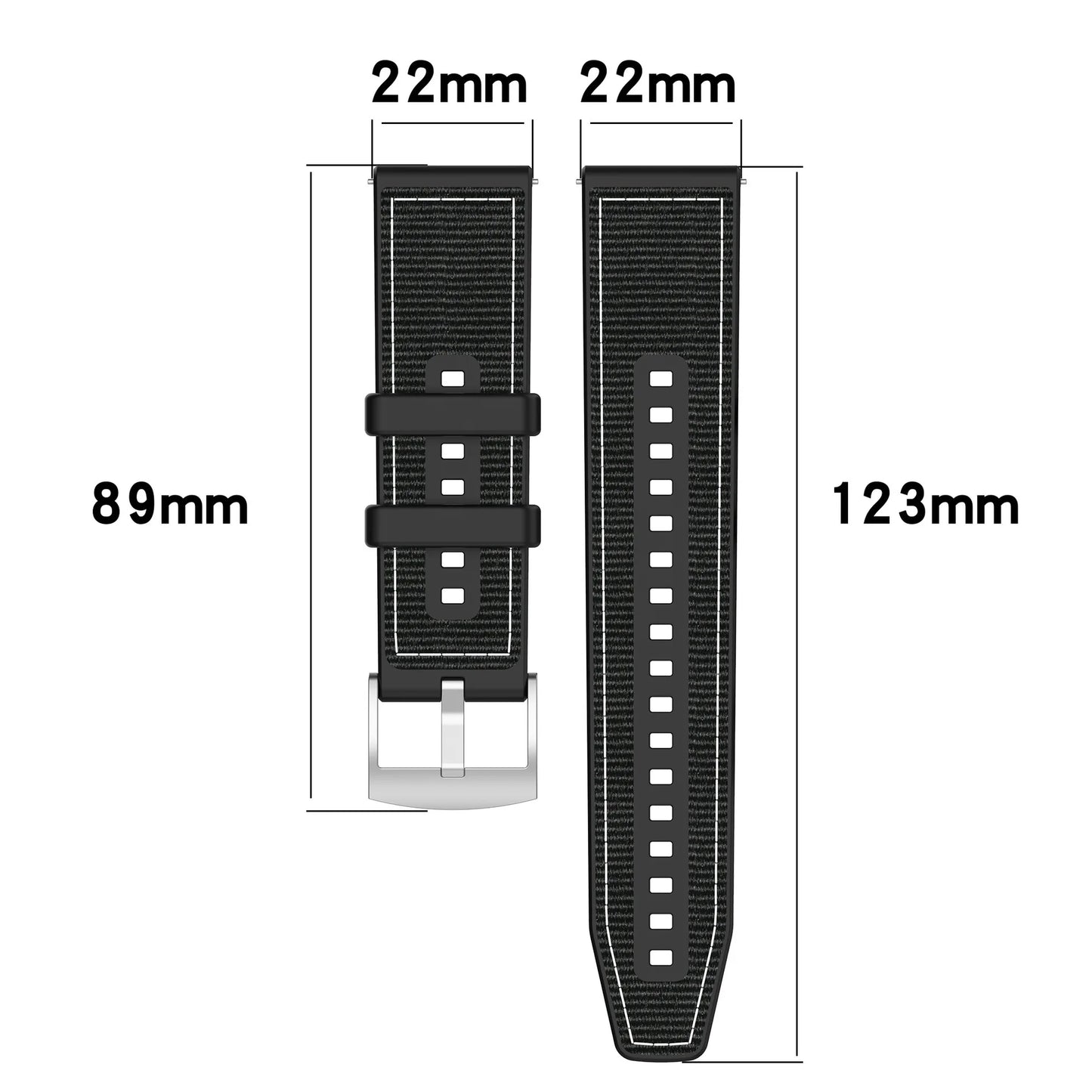 22mm Silicone & Nylon Composite Watch Band for NORTH EDGE APACHE-46 Smartwatch – Sport Replacement Bracelet Strap Correa