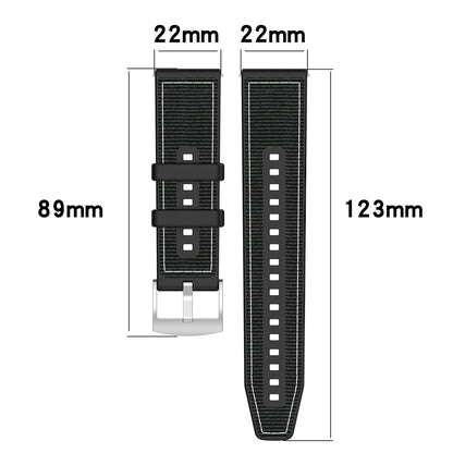 22mm Silicone & Nylon Composite Watch Band for NORTH EDGE APACHE-46 Smartwatch – Sport Replacement Bracelet Strap Correa