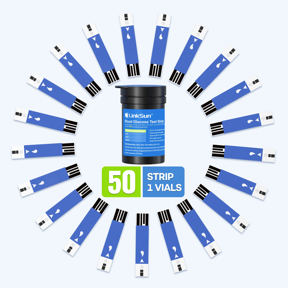 Blood Glucose Test Strips & Lancets - 50 Test Strips and 150 Lancets for G-425-1, G-425-2 & G-425-3 Glucose Meters