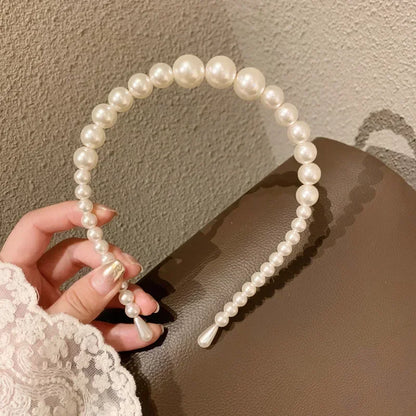 Fashion White Faux Pearl Hair Hoop – Elegant Full Pearl Bridal Headband, Wedding Hair Accessories for Women & Girls