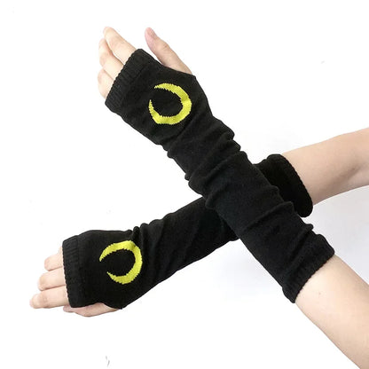 Warm Knitted Long Fingerless Gloves – Striped Elbow Mittens for Women, Fashion Christmas Gift