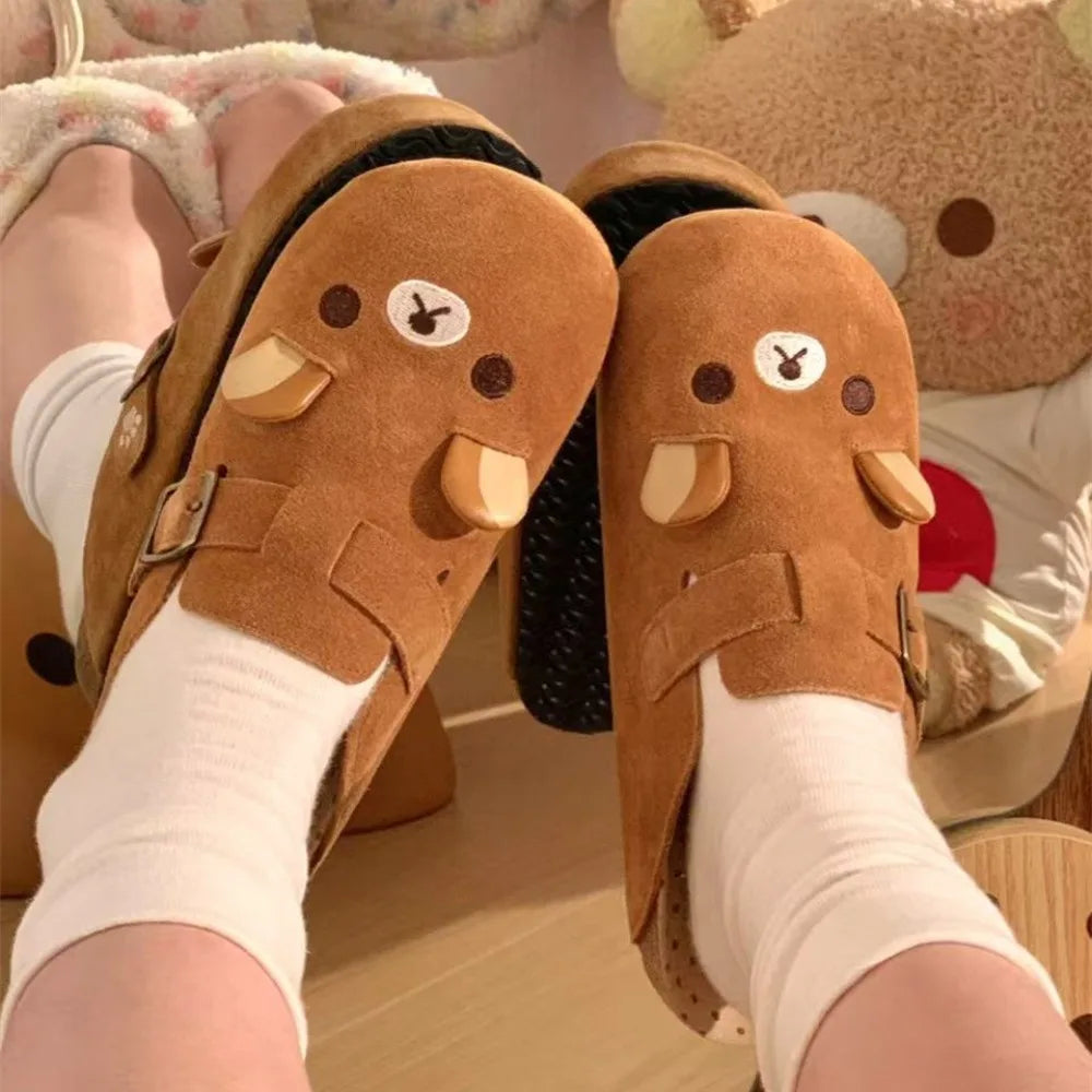 Rilakkuma Women's Platform Slippers - Thick Sole Cute Cartoon Anime Shoes