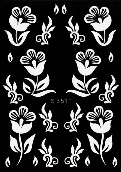 Reusable Henna Stencil Templates for Hand & Body – Floral Tattoo Stencils for Women, Weddings & Festivals Body Art Makeup Tools