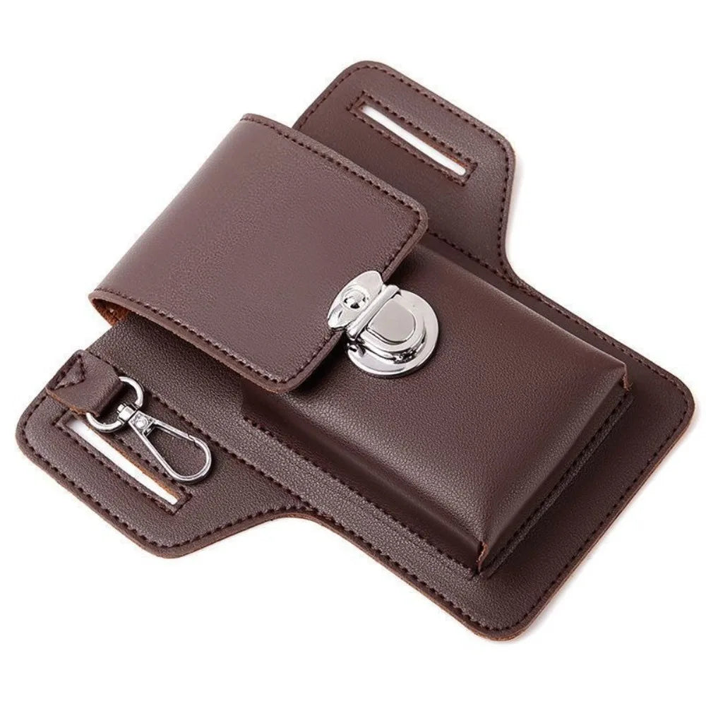 2024 Men’s Leather Belt Phone Waist Pack – Multifunctional PU Card & Key Organizer Portable Waist Bag Gift Idea