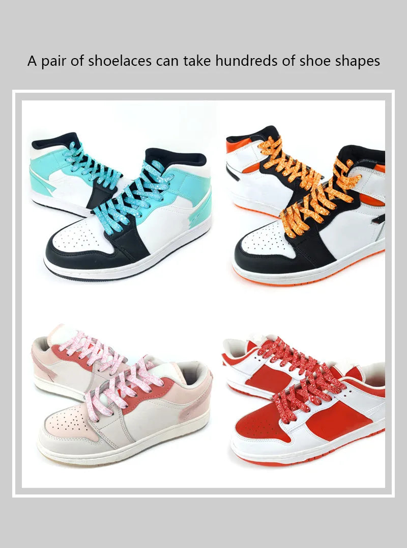 Gilding Flat Shoe Laces - Cashew Flower Hand-Painted Shoelaces for Sneakers, Basketball & Tennis Shoestrings