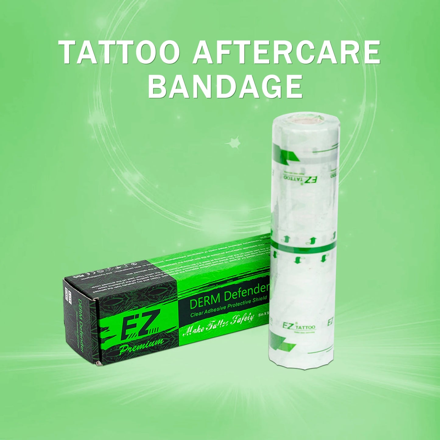 EZ Premium Derm Defender Tattoo Film – Clear Adhesive Protective Shield for Aftercare & Tattoo Healing