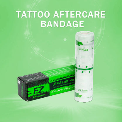 EZ Premium Derm Defender Tattoo Film – Clear Adhesive Protective Shield for Aftercare & Tattoo Healing